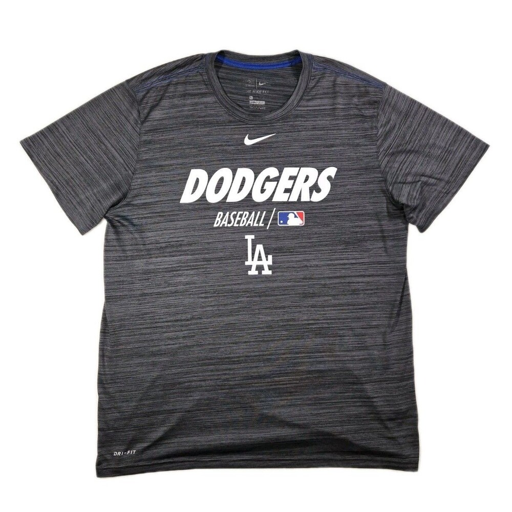 Mens Nike DriFit Los Angeles Dodgers MLB Short Sleeve T Shirt XL Gray Blue